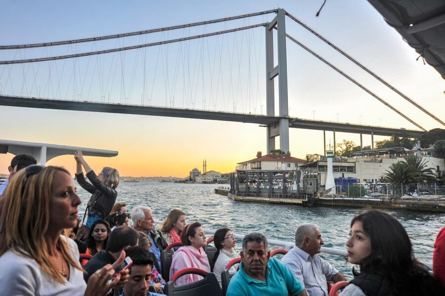 Istanbul: Bosphorus Cruise w/Audio Guide and Sunset Option - Galata Tower and the European shoreline you can actually study