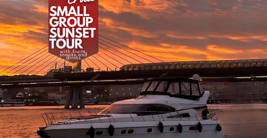 Istanbul: Small-Group Luxury Yacht Sunset Cruise w/ Snacks - Food on board: mini pizza, baklava, fruit, and hot drinks that actually help